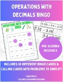 Operations with Decimals BINGO | 30 Unique Bingo Cards Inc
