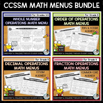 Preview of Rational Number Operations Projects | Editable Math Menus for Common Core Math