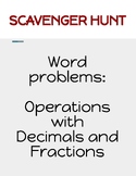 Operations with Decimals & Fractions Word Problems Scavenger Hunt