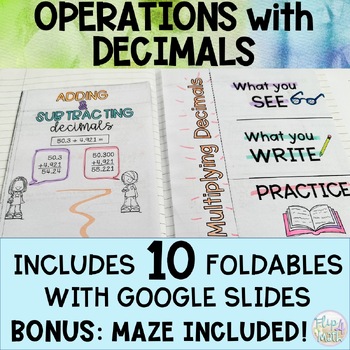 Preview of Operations with Decimals Interactive Notebook Foldables & Google Slides