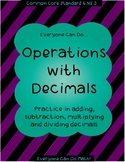 Operations with Decimals:  Worksheets or Homework
