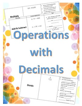 Preview of Operations with Decimals Review Graphic Organizer