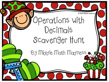 Preview of Operations with Decimals Scavenger Hunt- Holiday Theme