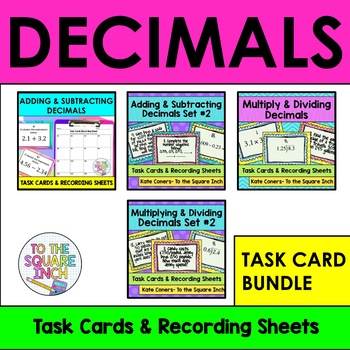 Preview of Operations with Decimals Task Card Bundle