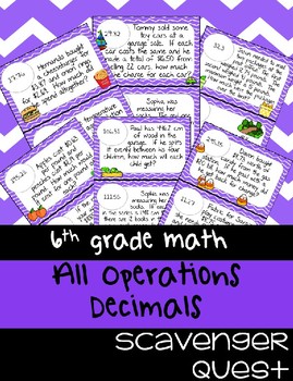 Preview of Operations with Decimals Word Problems - Math Scavenger Quest