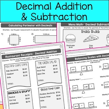 operations with decimals worksheet bundle by hello learning tpt