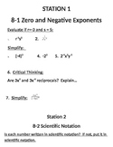 Operations with Exponents and Scientific Notation Stations