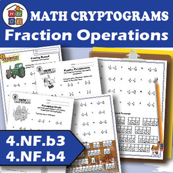 Preview of Operations with Fractions & Mixed Numbers | Cryptogram Puzzles | 4th Grade Math