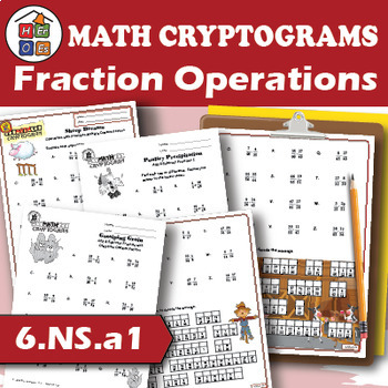 Preview of Operations with Fractions | Cryptogram Puzzles | Prealgebra | 6th Grade