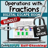 Operations with Fractions Digital Escape Room Activity Bun