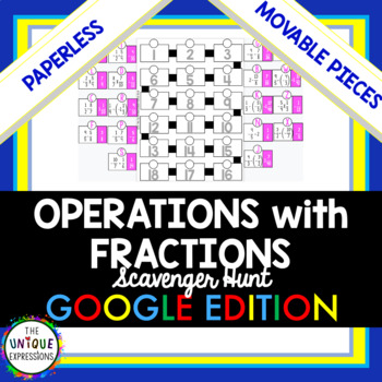 Preview of Operations with Fractions Digital Scavenger Hunt for Distance Learning