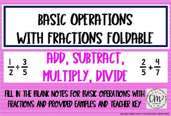 Preview of Basic Operations with Fractions Foldable