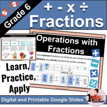 Preview of Operations with Fractions | Grade 6 | Ontario | Interactive Math Google Slides