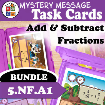 Preview of Add and Subtract Fractions and Mixed Numbers |  5th Grade Task Card Bundle