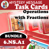 Operations with Fractions | Mystery Message Task Cards 6th