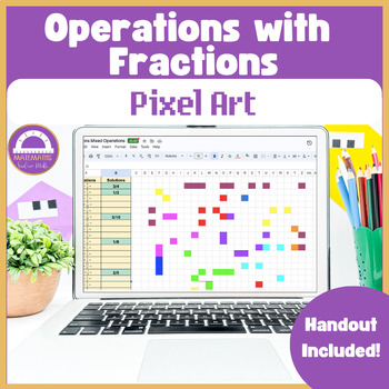 Preview of Operations with Fractions Pixel Art | Add Subtract Multiply Divide