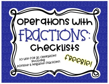 Preview of Operations with Fractions Step by Step Checklists FREEBIE