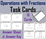 Operations with Fractions Task Cards Activity 5 to 8th Grade