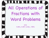 Operations with Fractions Task Cards with Word Problems