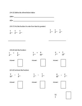 Operations with Fractions-Test by The AfroEducator | TpT