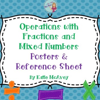 Preview of Operations with Fractions and Mixed Numbers Posters & Reference Sheet