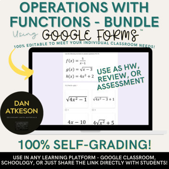 Preview of Operations with Functions BUNDLE｜ 8 Google™ Forms｜ Composition, Inverse and More