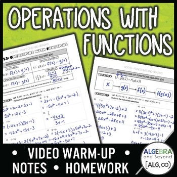 Preview of Operations with Functions Lesson | Warm-Up | Guided Notes | Homework