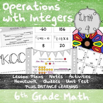 Preview of Operations with Integers - Unit 4 - 6th Grade + Distance Learning