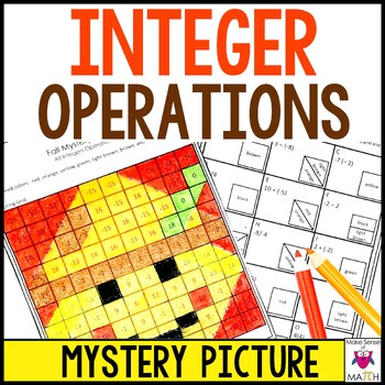 Preview of Operations with Integers Activity | Fall Math Worksheet for Middle School Math