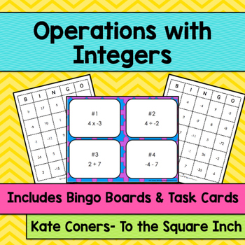 Preview of Operations with Integers Bingo Game | Task Cards | Whole Class Activity