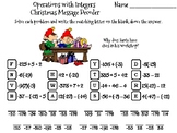 Operations with Integers Christmas Math Activity: Message Decoder