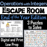Operations with Integers Game: Escape Room End of Year Mat