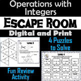 Operations with Integers Activity: Escape Room Math Breako