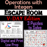 Operations with Integers Game: Escape Room Valentine's Day