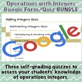Operations with Integers Google Forms/Quizzes Bundle Dista