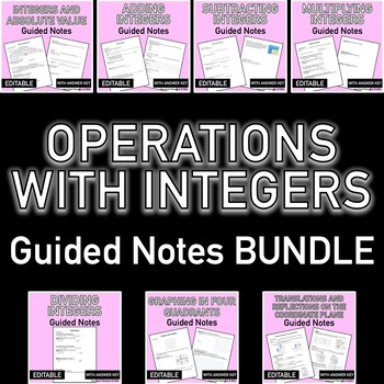 Preview of Operations with Integers Guided Notes EDITABLE BUNDLE