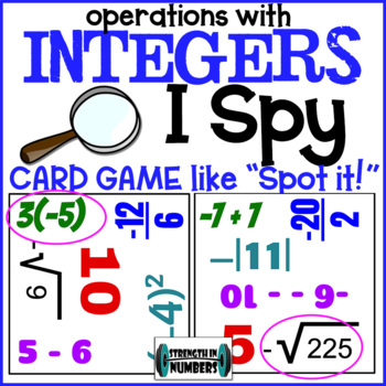 Preview of Operations with Integers "I Spy" Bingo or Spot it! - like card game