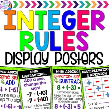 Preview of Operations with Integers Math Reference Posters | Math Rules of Integers