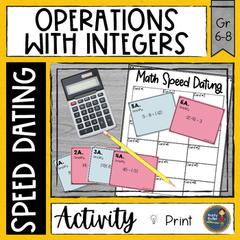 Preview of Operations with Integers Math Speed Dating - Task Cards