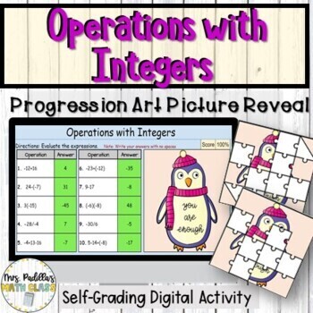 Preview of Operations with Integers Mystery Picture Digital Activity | Distance Learming