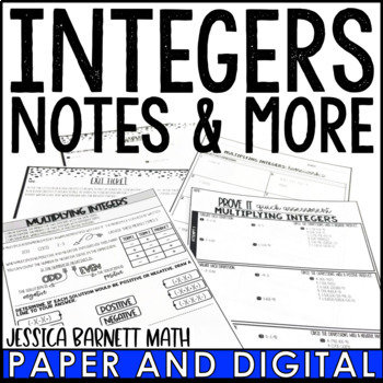 Preview of Operations with Integers Guided Notes Homework Warm Ups Exit Tickets