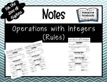 Preview of Operations with Integers (Rules / Cheat Sheet) - Interactive Notebook