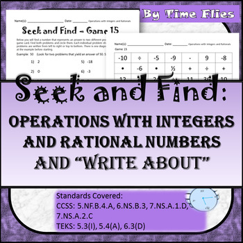 Preview of Operations with Integers and Rational Numbers Activity
