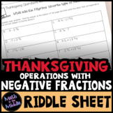 Operations with Negative Fractions Thanksgiving Riddle Sheet