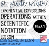 8th Grade Operations within Scientific Notation Notes 8.EE