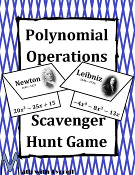 Preview of Operations with Polynomials Scavenger Hunt Game