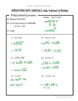 Operations with Radical Expressions Lesson by Algebra and Beyond