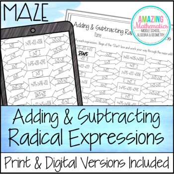 Adding And Subtracting Radicals Worksheet Teachers Pay Teachers