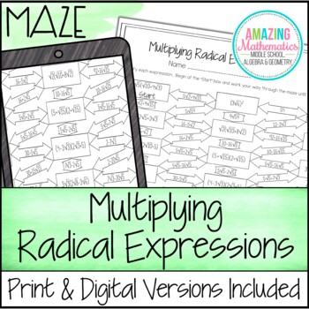 Operations with Radical Expressions Maze Multiplying Worksheet