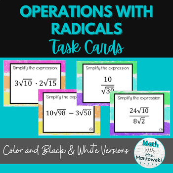 Preview of Operations with Radicals Algebra 1 - TASK CARDS